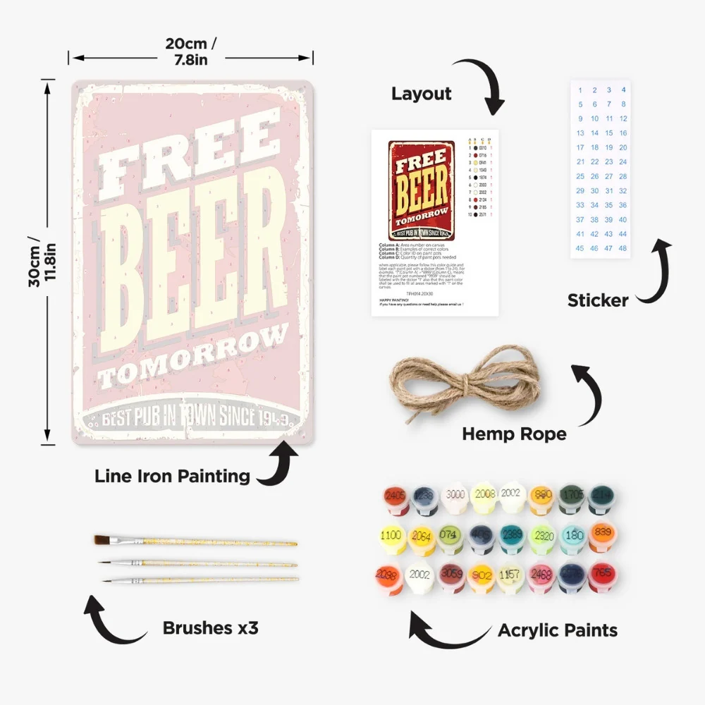 Paint by Numbers Metal Poster - Free Beer - Image 12