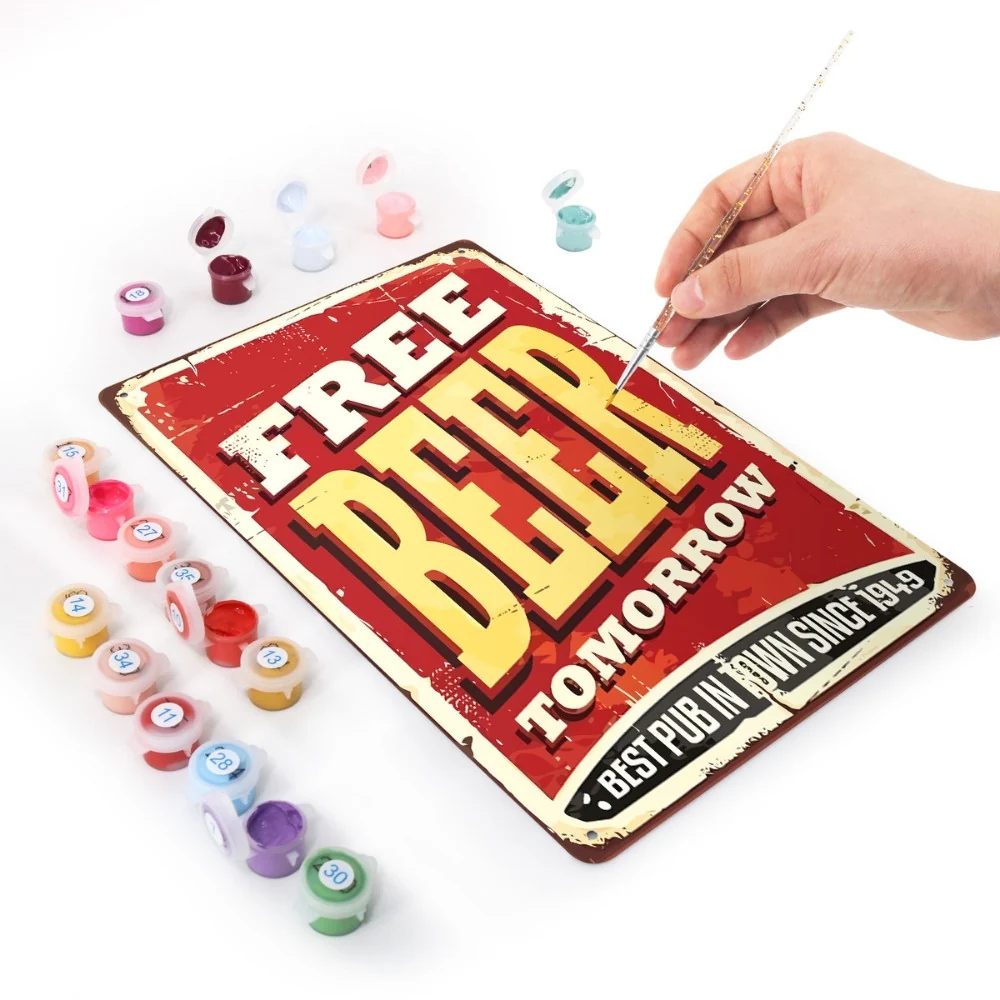 Paint by Numbers Metal Poster - Free Beer - Image 3