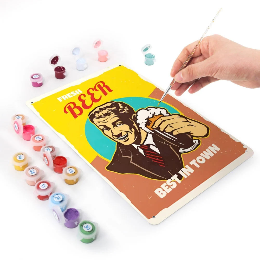 Paint by Numbers Metal Poster - Fresh Beer Guy - Image 3