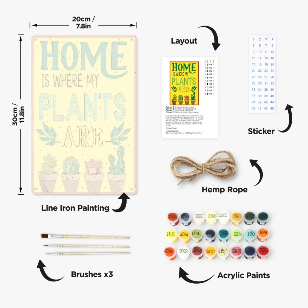 Paint by Numbers Metal Poster - Home is Where My Plants Are - Image 12