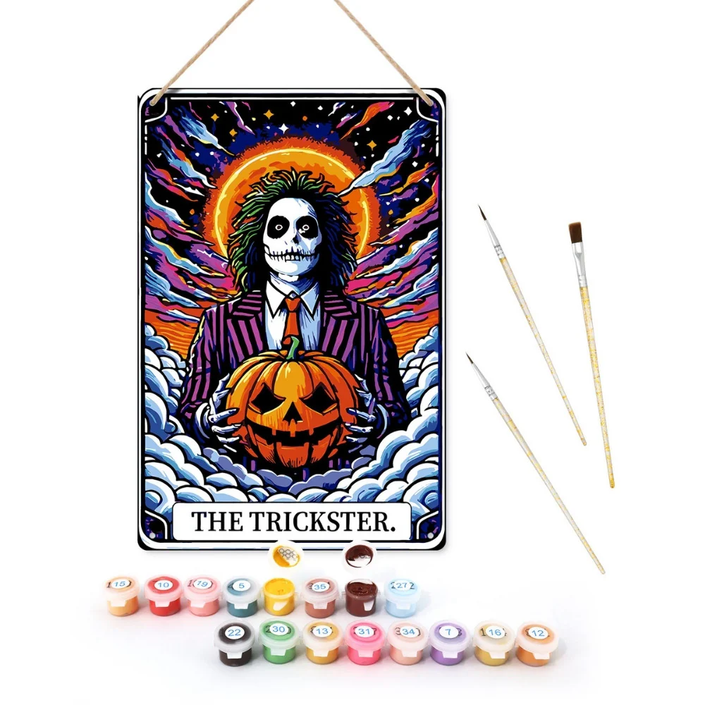 Paint by Numbers Metal Poster - The Trickster and the Pumpkin