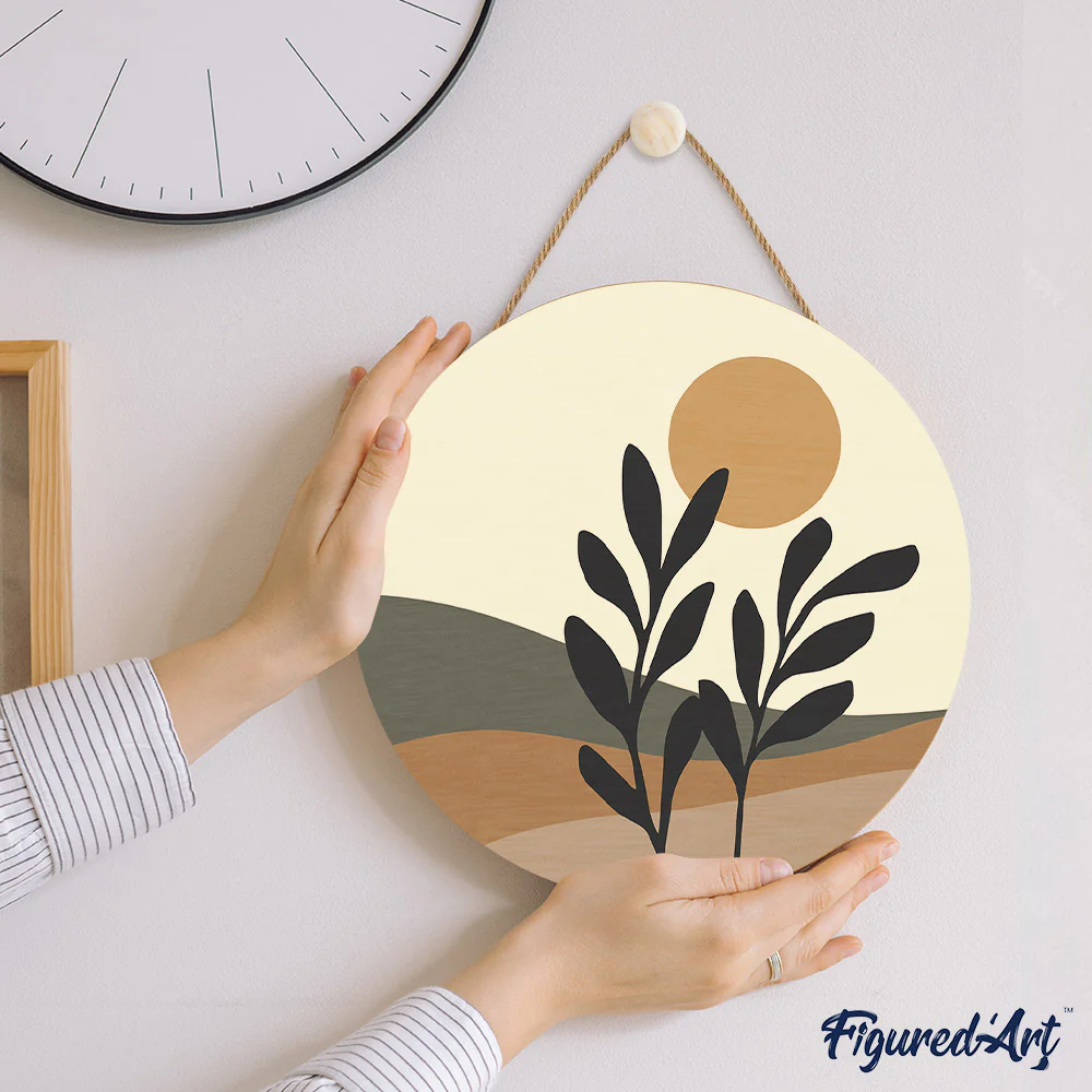 Paint by numbers on Wood Slice - Abstract Plants in the Sun - Image 7