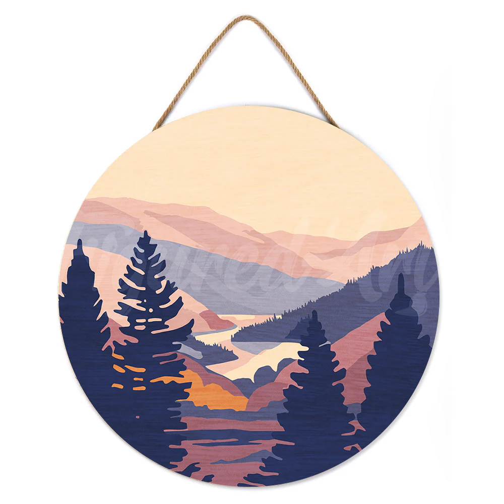 Paint by numbers on Wood Slice - Autumn Valley - Image 2