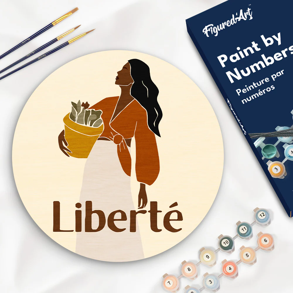 Paint by numbers on Wood Slice - Beauty and Liberty