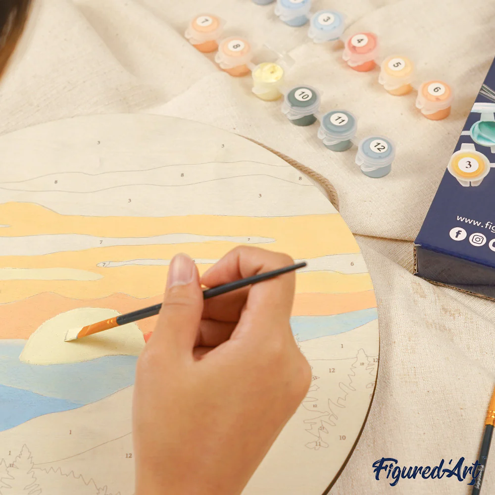 Paint by numbers on Wood Slice - Bird and Flowers - Image 12