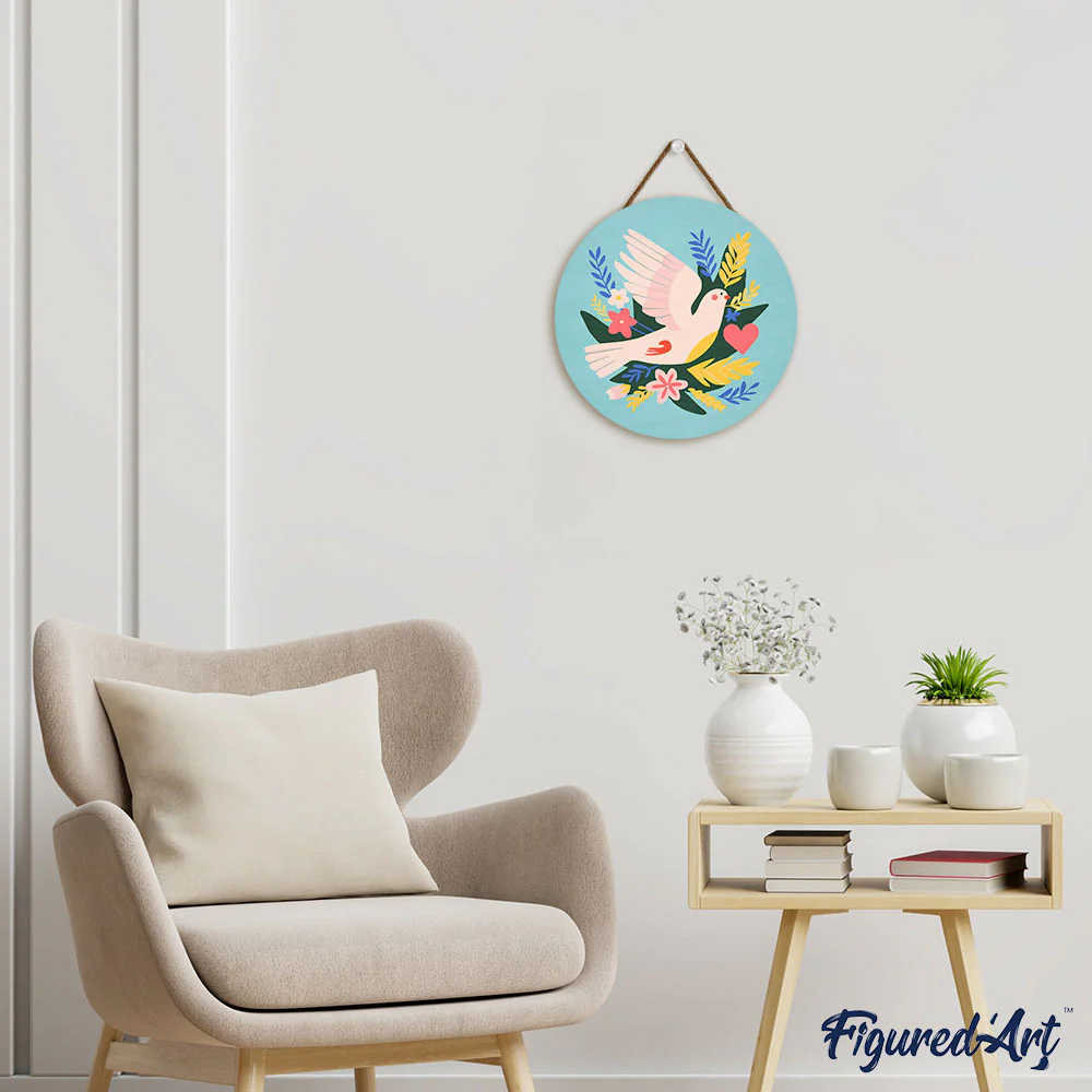 Paint by numbers on Wood Slice - Bird and Flowers - Image 3