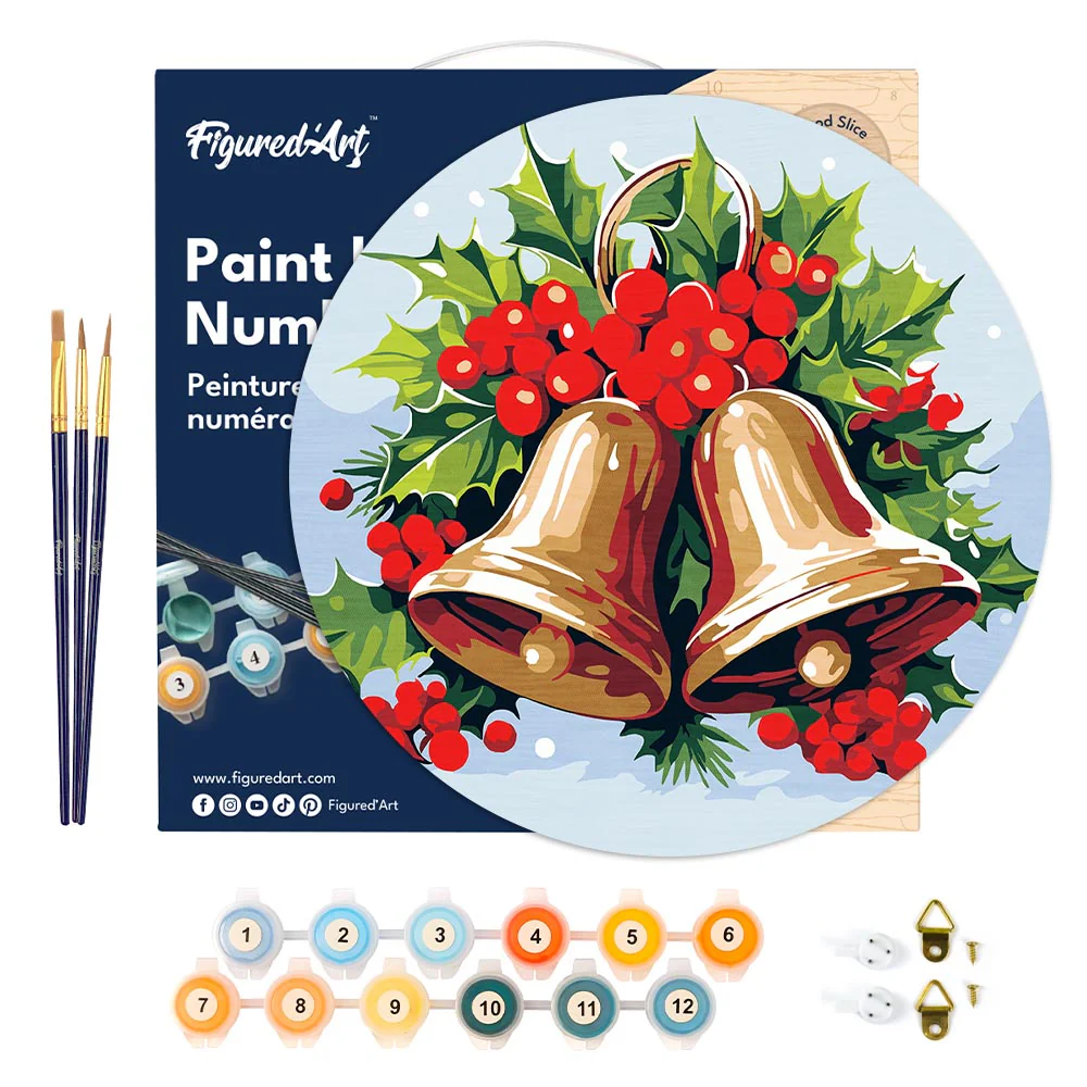 Paint by numbers on Wood Slice - Christmas Bells - Image 6