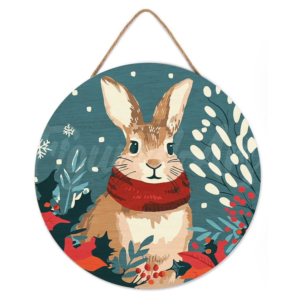 Paint by numbers on Wood Slice - Christmas Bunny - Image 2