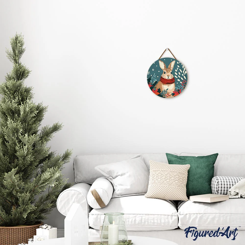 Paint by numbers on Wood Slice - Christmas Bunny - Image 3