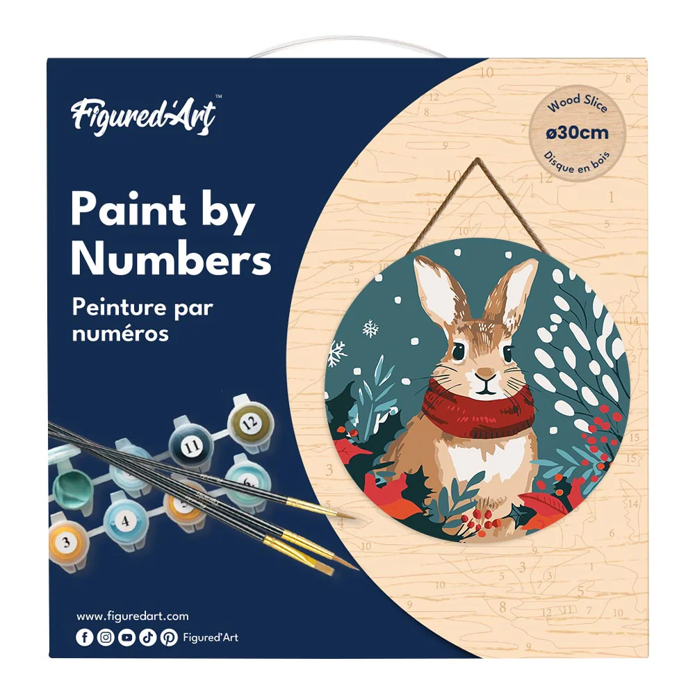 Paint by numbers on Wood Slice - Christmas Bunny - Image 4