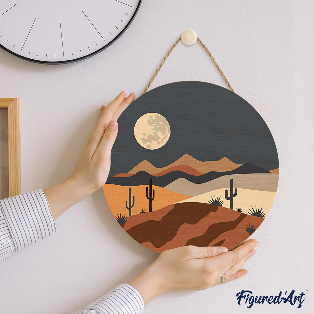 Paint by numbers on Wood Slice - Desert Moonlight - Image 7