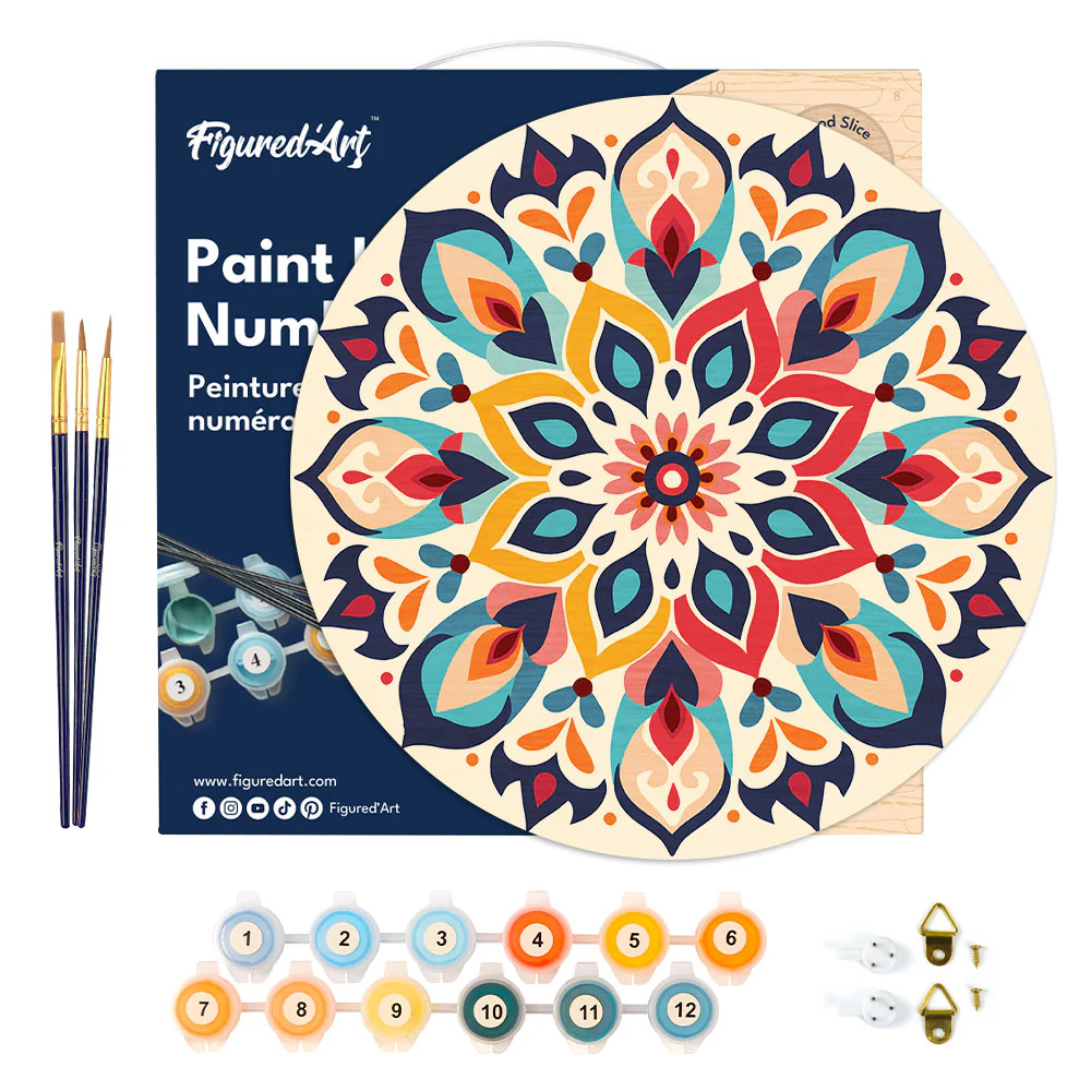 Paint by numbers on Wood Slice - Floral Mandala - Image 6