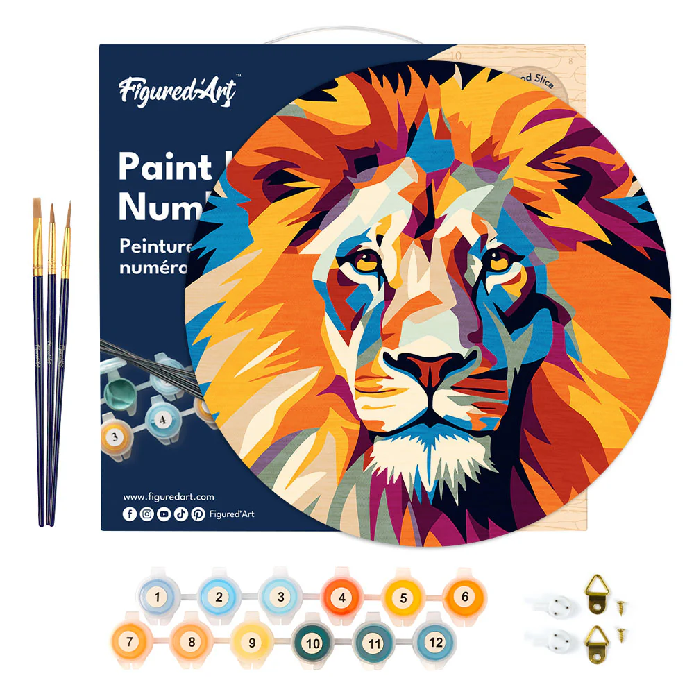 Paint by numbers on Wood Slice - Lion - Image 6