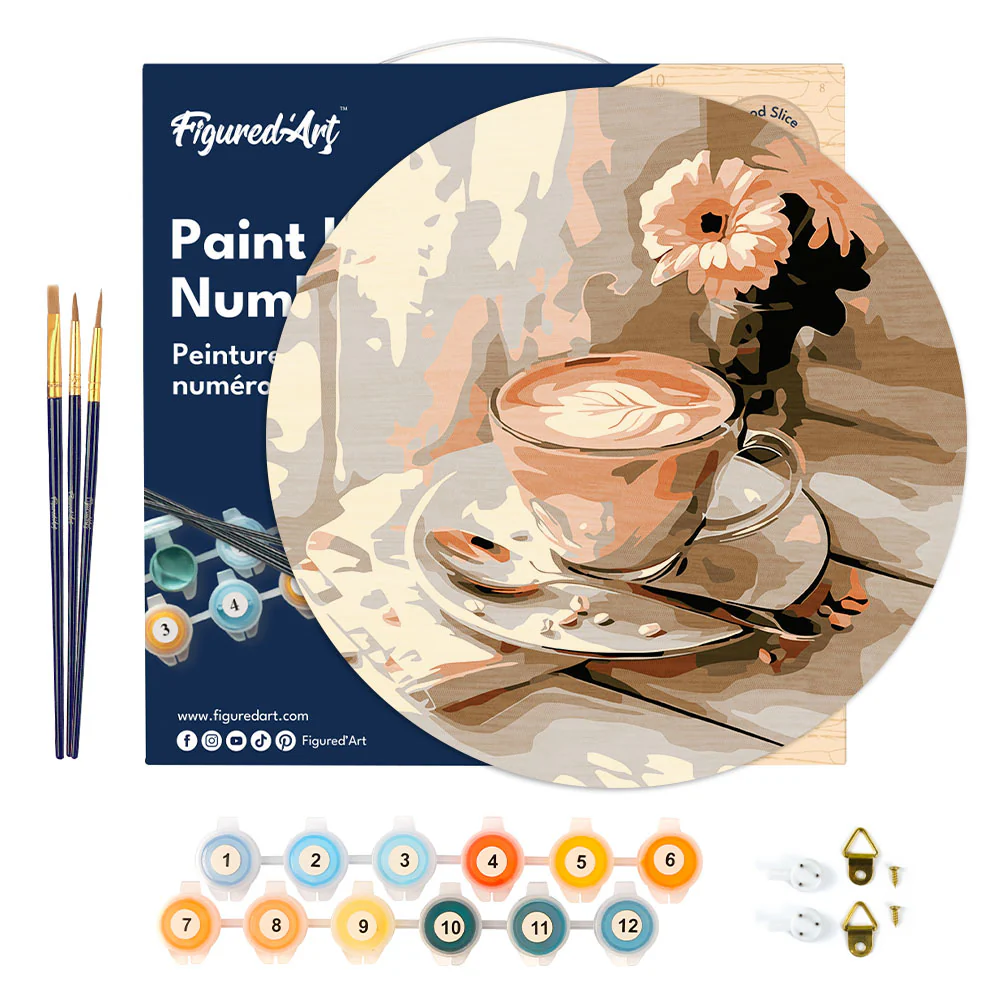 Paint by numbers on Wood Slice - Morning Coffee - Image 6