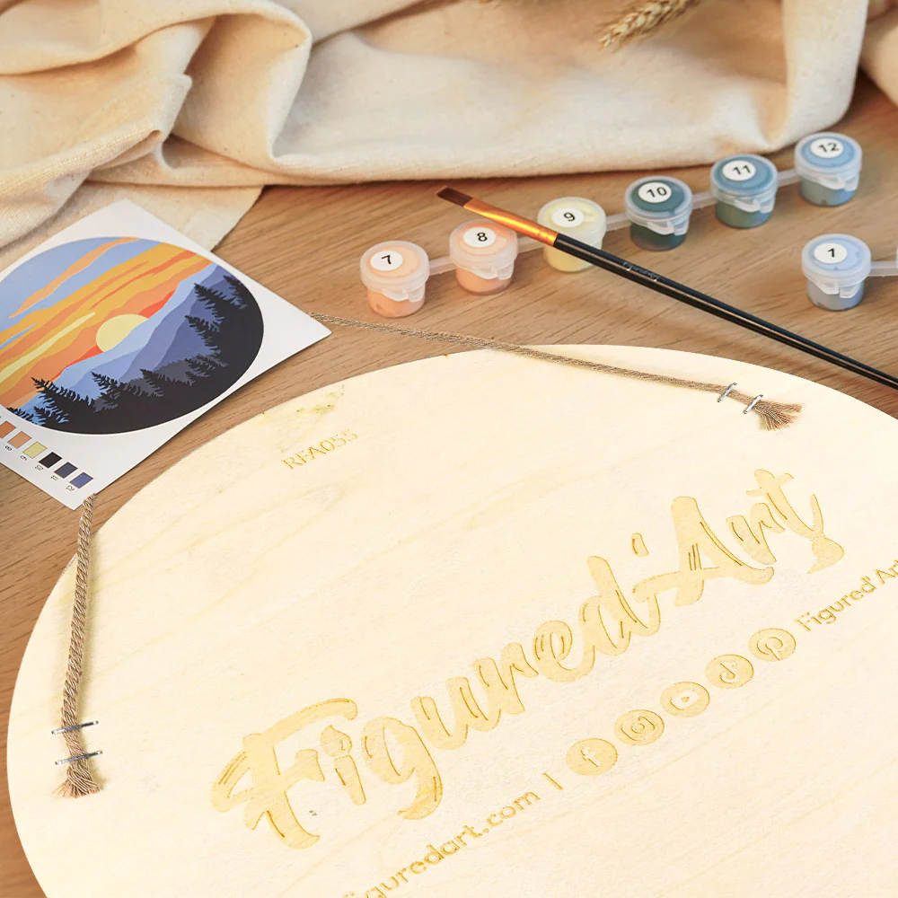 Paint by numbers on Wood Slice - Mount Fuji - Image 8