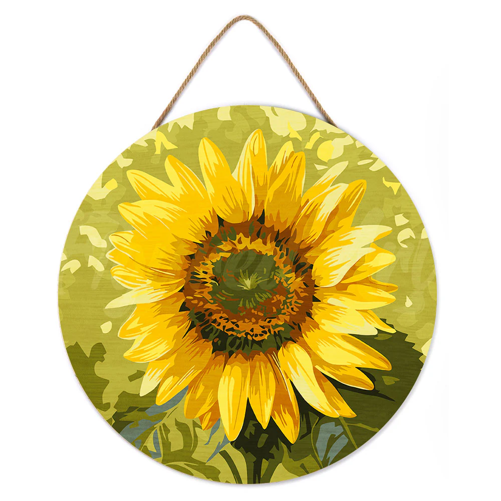 Paint by numbers on Wood Slice - Sunflower - Image 2