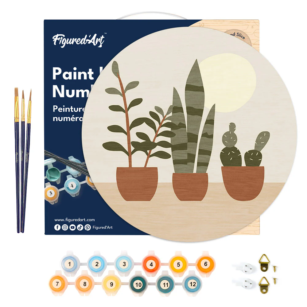 Paint by numbers on Wood Slice - Three plant pots - Image 6