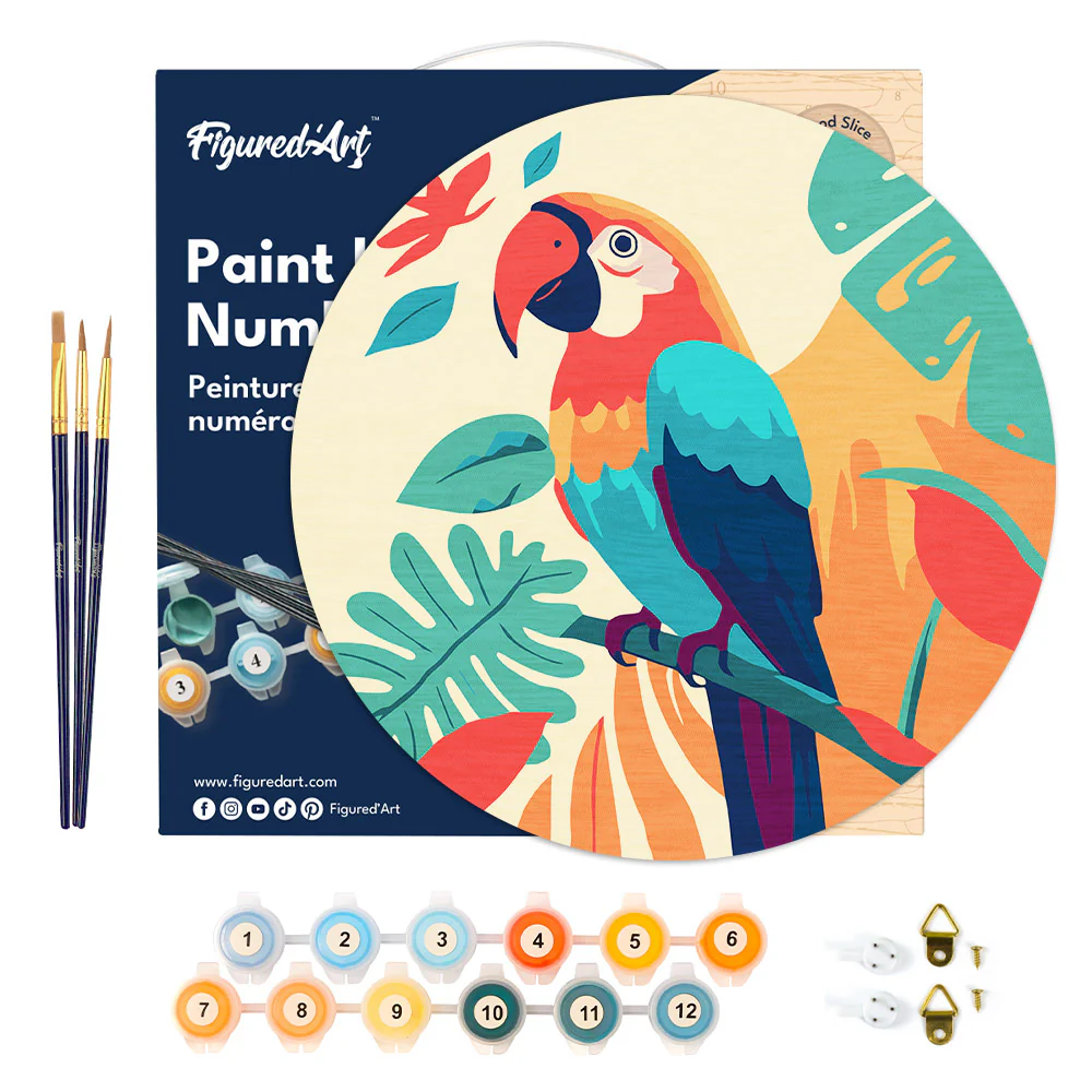 Paint by numbers on Wood Slice - Tropical Parrot - Image 6