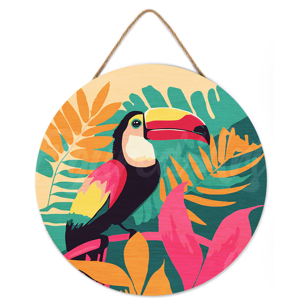 Paint by numbers on Wood Slice - Tropical Toucan - Image 2