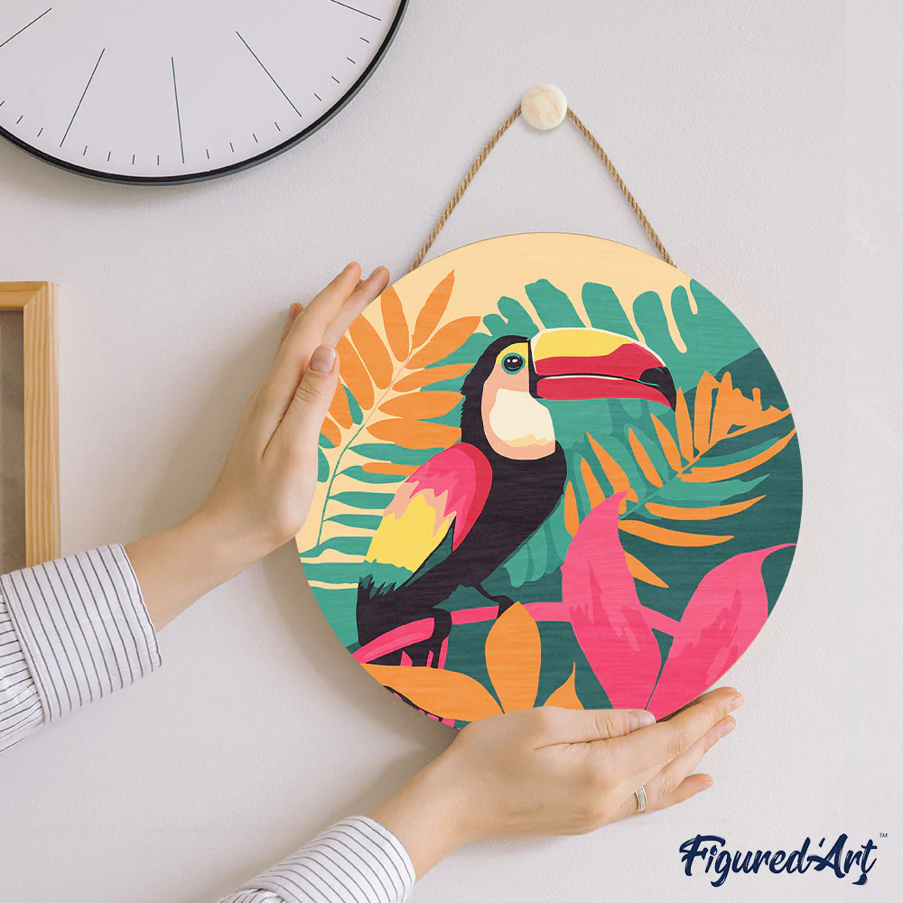 Paint by numbers on Wood Slice - Tropical Toucan - Image 7