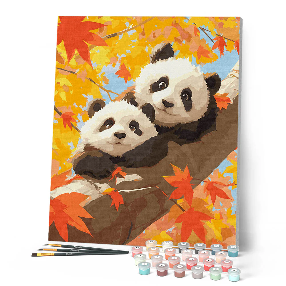 Panda Cubs in Autumn - Image 2