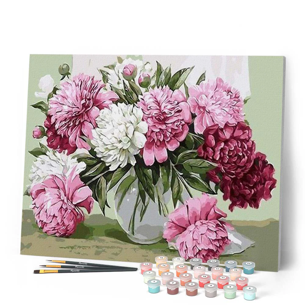 Pretty Peonies in Transparent Vase - Image 2