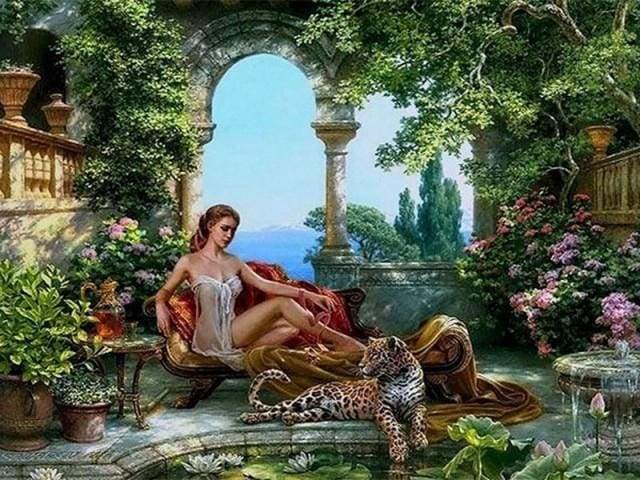 Reclining Woman and Leopard
