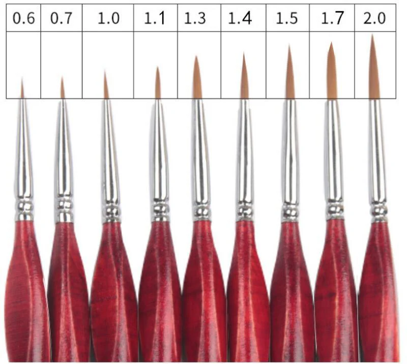Set of 9 High Quality Red Wooden Paint Brushes - Image 3