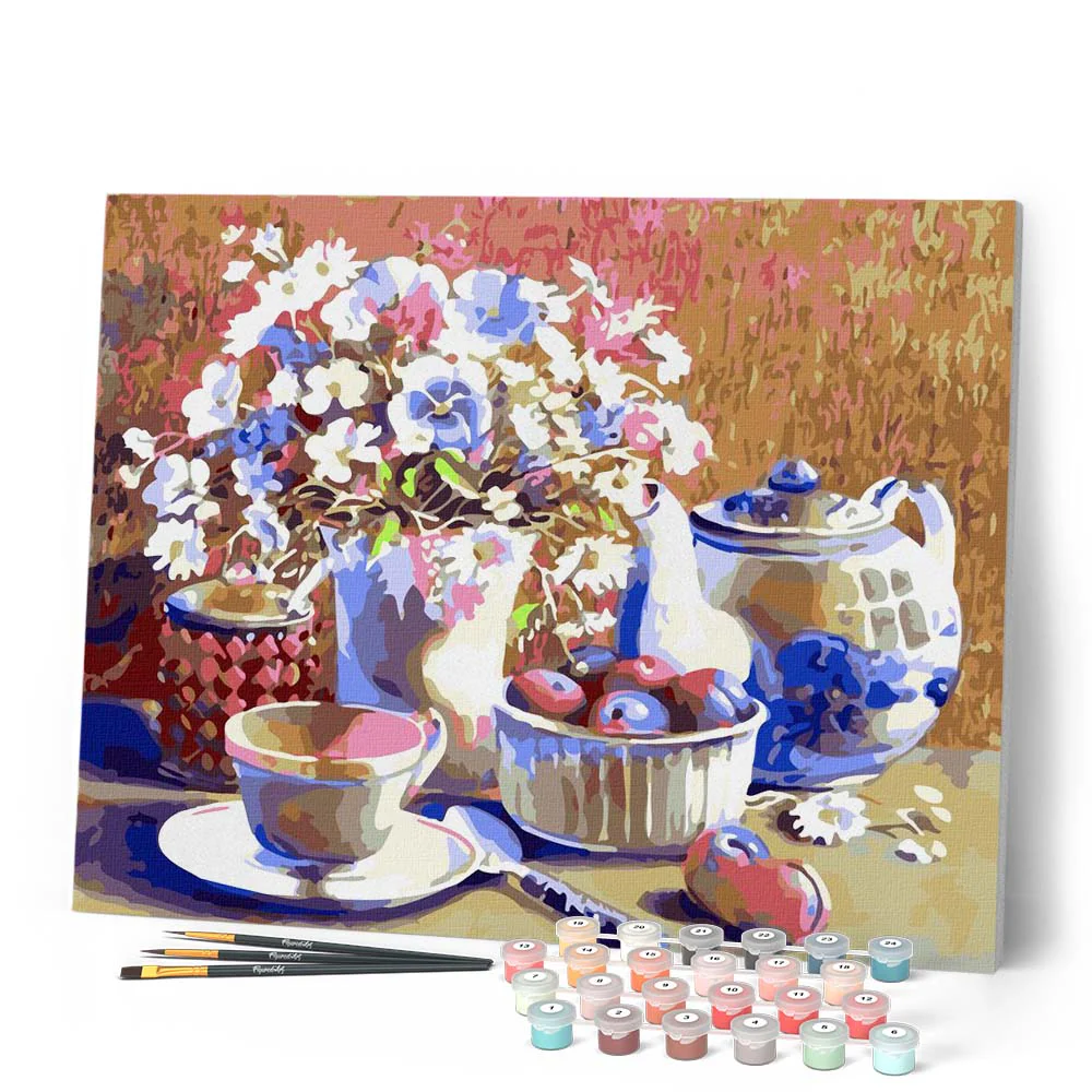 Set of tea and flowers - Image 2