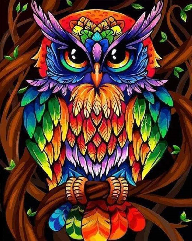 Stamped Cross Stitch Kit - Colorful Owl
