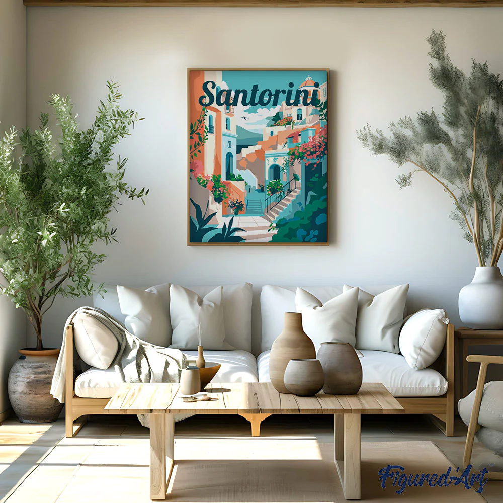 Travel Poster Santorini in Bloom - Image 3