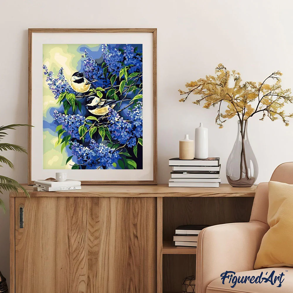 Two birds on a Lilac branch - Image 3
