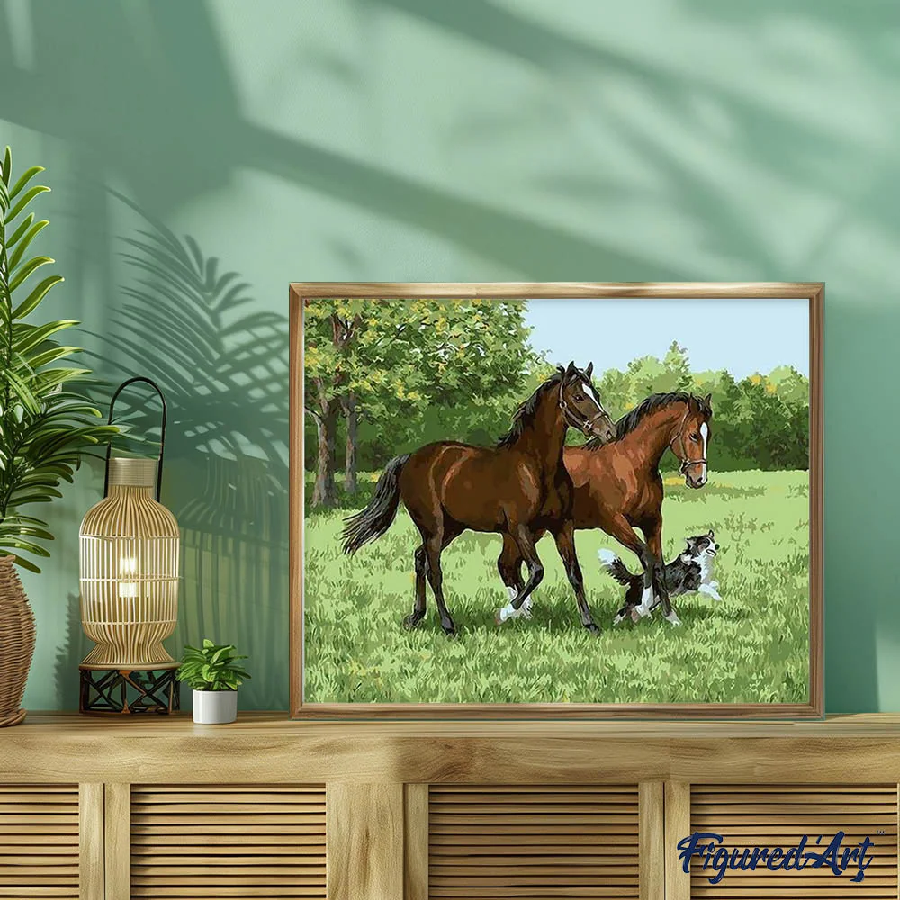 Two Horses And Dog - Image 3