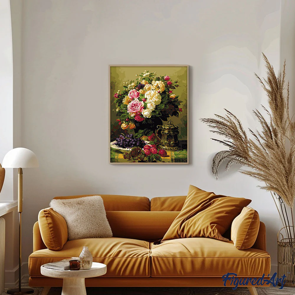 Vase of flowers and Grapes - Image 3