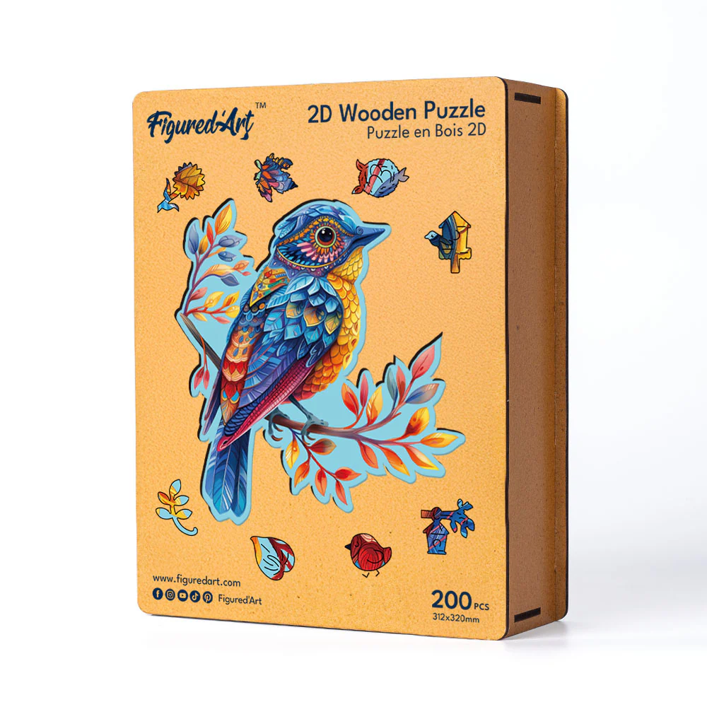 Wooden Puzzle - Blue Bird on Branch - Image 2
