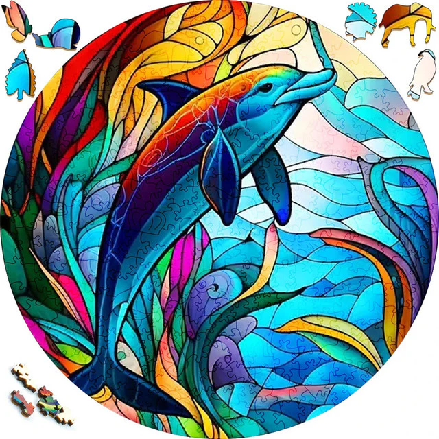 Wooden Puzzle - Blue Dolphin