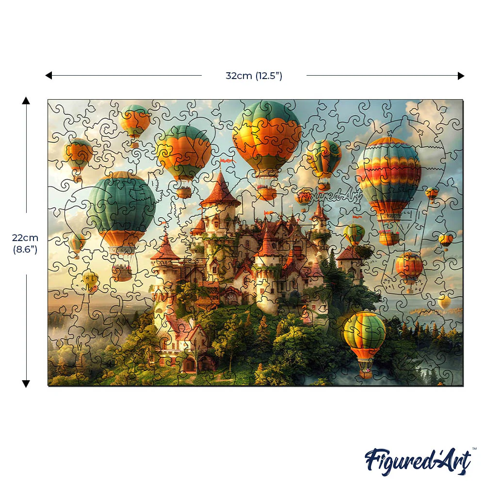 Wooden Puzzle - Castle with Hot Air Balloons - Image 7