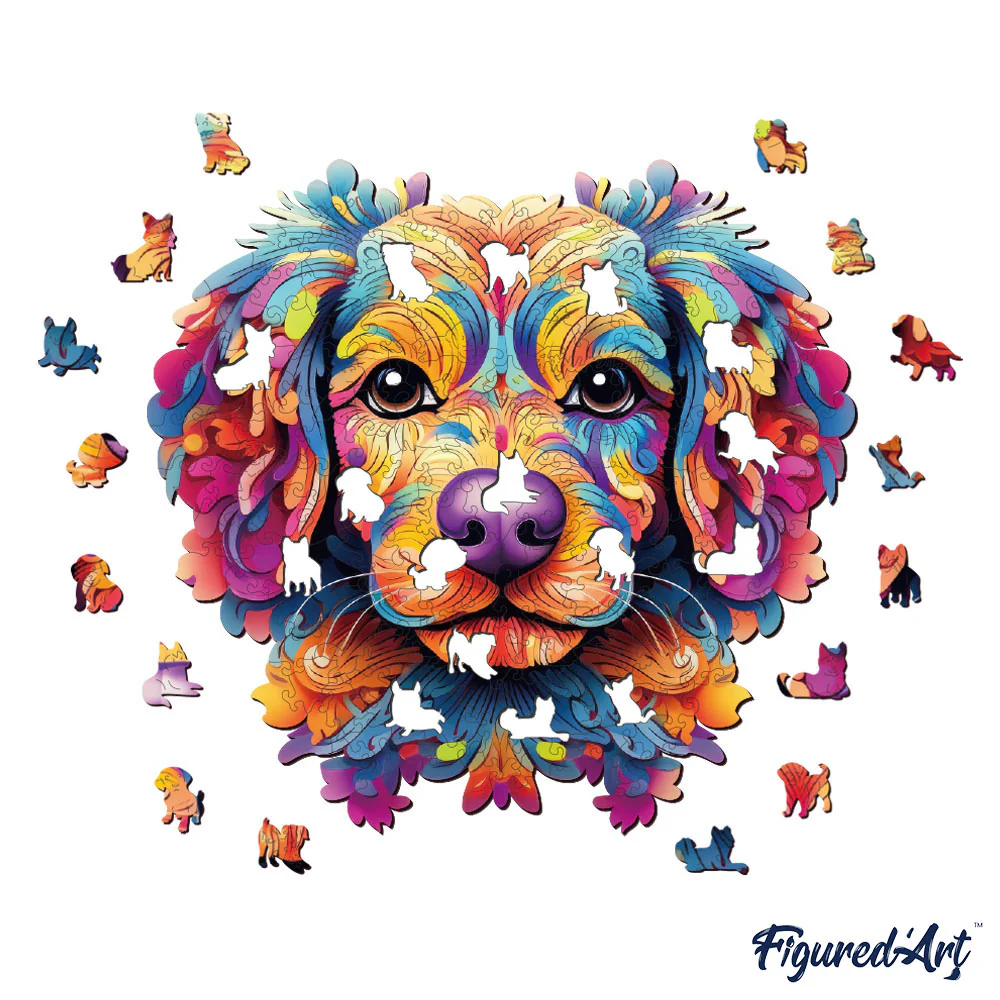 Wooden Puzzle - Colorful Dog Portrait - Image 8