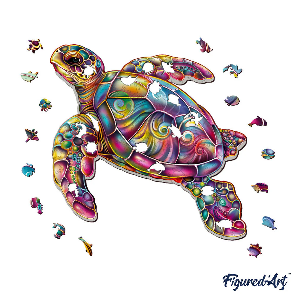 Wooden Puzzle - Colorful Sea Turtle - Image 8