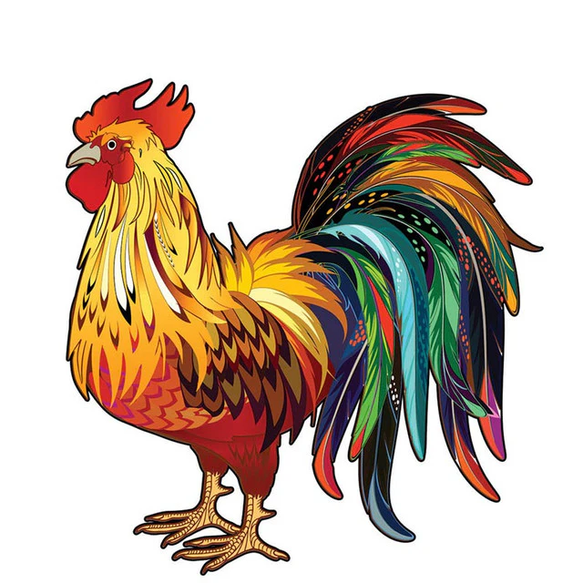Wooden Puzzle - Colourful Tail Rooster