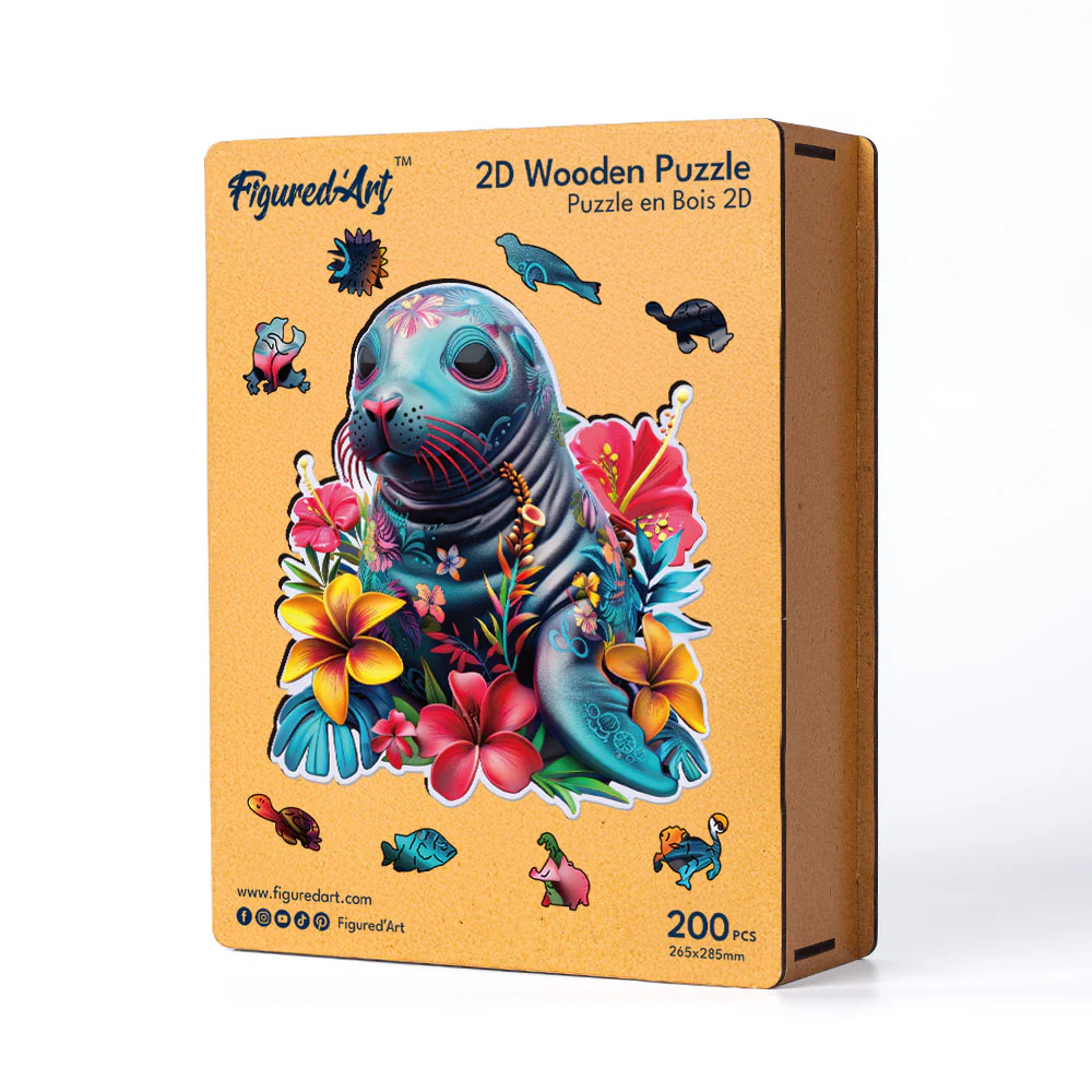 Wooden Puzzle - Floral Seal - Image 2