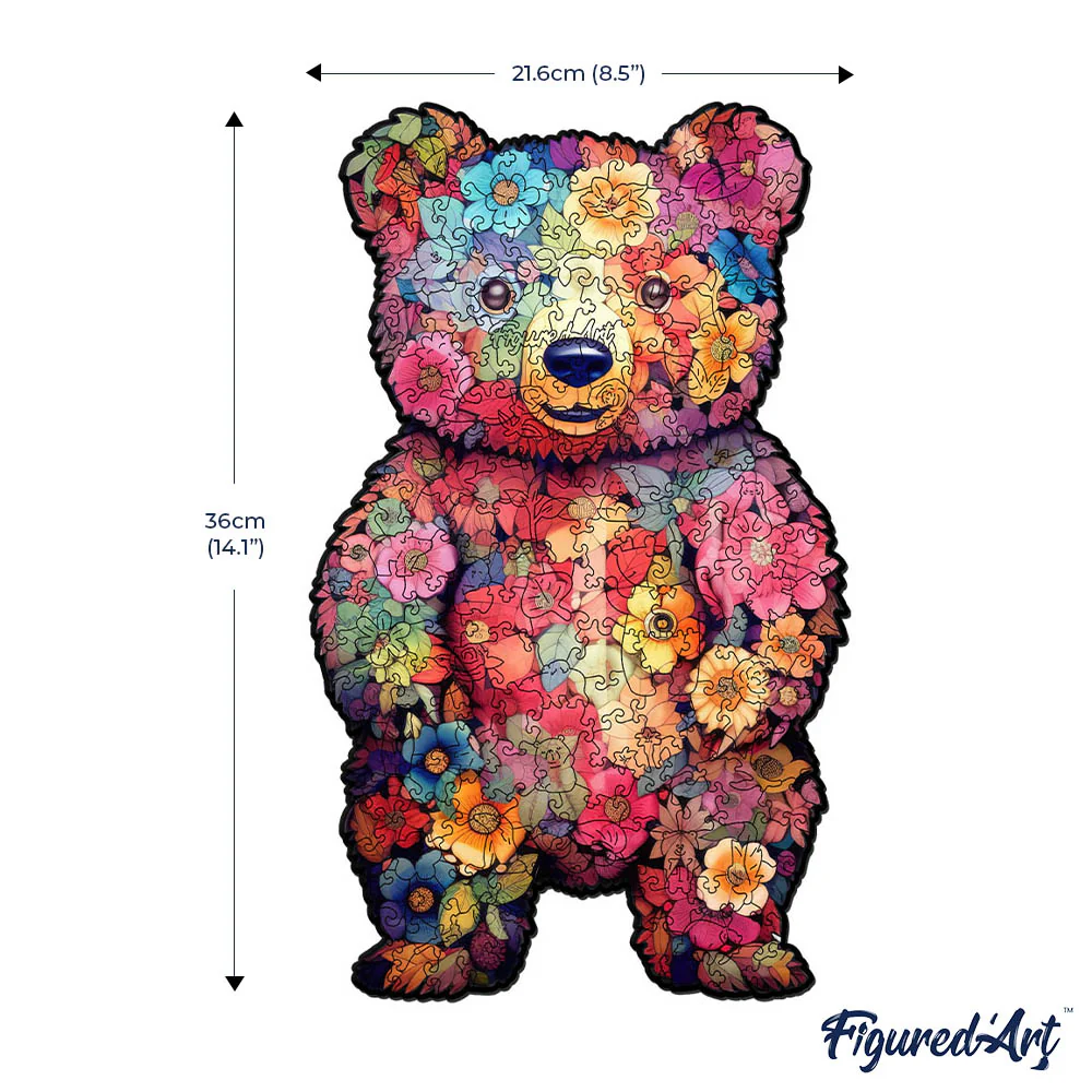 Wooden Puzzle - Floral Teddy Bear - Image 7