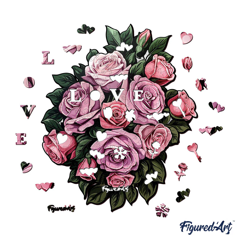 Wooden Puzzle - Pink Rose Bouquet - Image 8