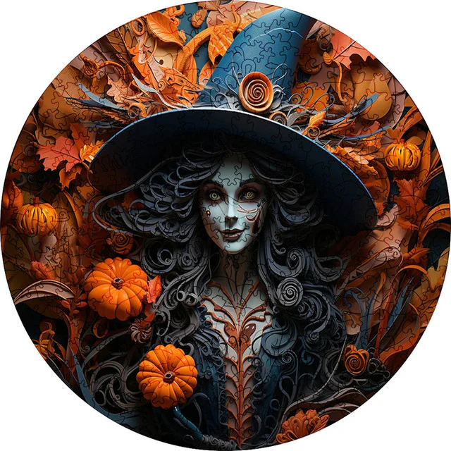 Wooden Puzzle - Pumpkin Witch