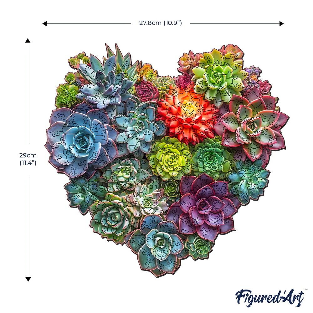 Wooden Puzzle - Succulent Heart - Image 7