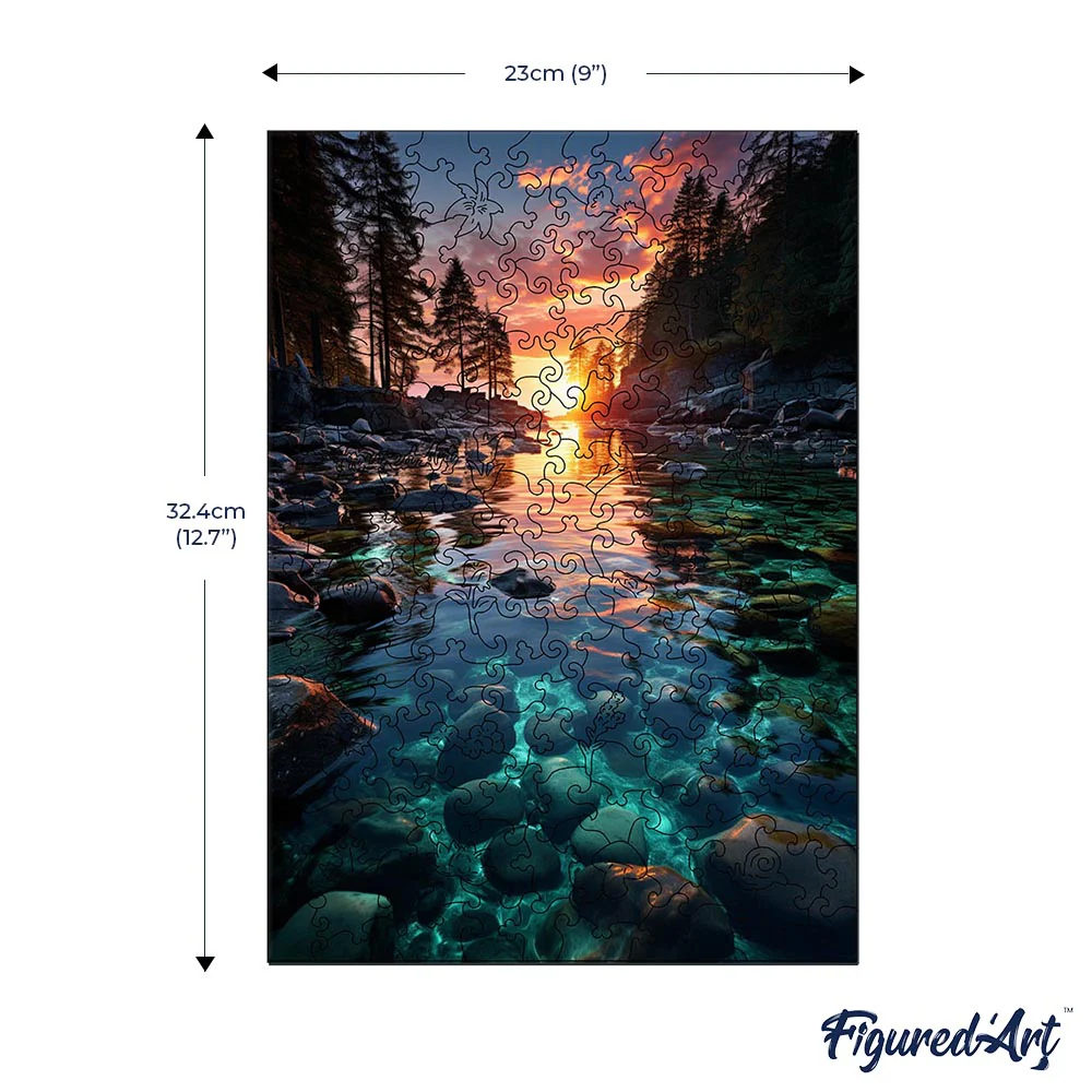 Wooden Puzzle - Sunset Over Crystal Lake - Image 7