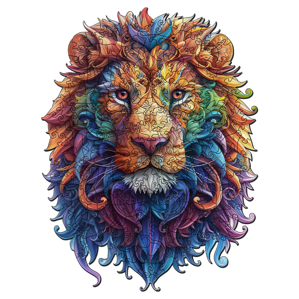 Wooden Puzzle - Vibrant Lion - Image 3
